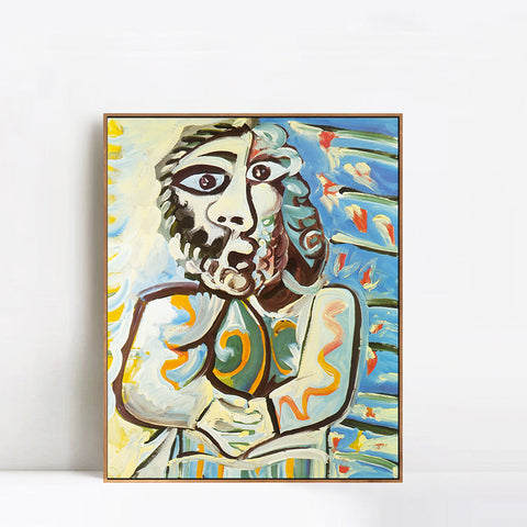 INVIN ART Framed Canvas Giclee Print Art 1971 Buste d`homme les mains crois??es,Bust of Man Hands Crossed by Pablo Picasso Wall Art Living Room Home Office Decorations