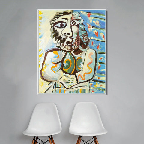 INVIN ART Framed Canvas Giclee Print Art 1971 Buste d`homme les mains crois??es,Bust of Man Hands Crossed by Pablo Picasso Wall Art Living Room Home Office Decorations