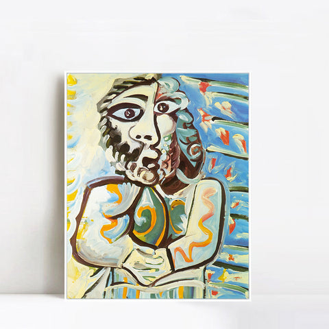 INVIN ART Framed Canvas Giclee Print Art 1971 Buste d`homme les mains crois??es,Bust of Man Hands Crossed by Pablo Picasso Wall Art Living Room Home Office Decorations