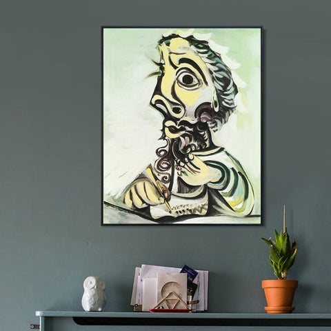 INVIN ART Framed Canvas Giclee Print Art 1 Buste d homme crivant II 1971 by Pablo Picasso Wall Art Living Room Home Office Decorations
