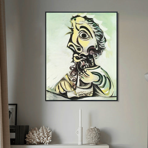 INVIN ART Framed Canvas Giclee Print Art 1 Buste d homme crivant II 1971 by Pablo Picasso Wall Art Living Room Home Office Decorations
