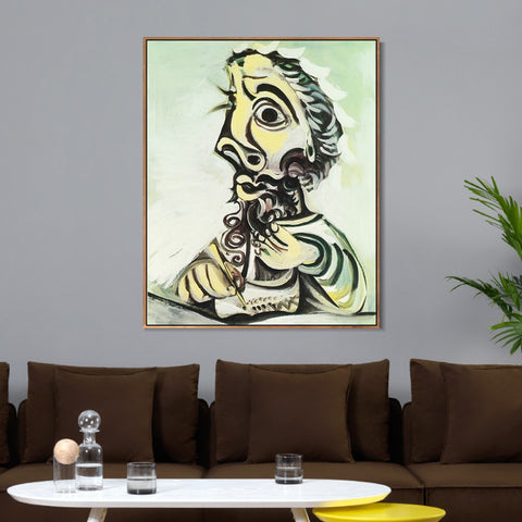 INVIN ART Framed Canvas Giclee Print Art 1 Buste d homme crivant II 1971 by Pablo Picasso Wall Art Living Room Home Office Decorations