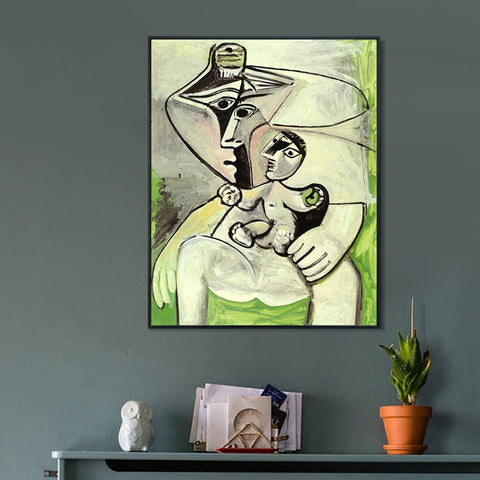 INVIN ART Framed Canvas Giclee Print Art 1971 Maternit__la pomme by Pablo Picasso Wall Art Living Room Home Office Decorations