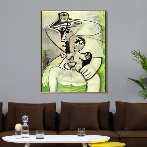INVIN ART Framed Canvas Giclee Print Art 1971 Maternit__la pomme by Pablo Picasso Wall Art Living Room Home Office Decorations