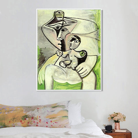INVIN ART Framed Canvas Giclee Print Art 1971 Maternit__la pomme by Pablo Picasso Wall Art Living Room Home Office Decorations