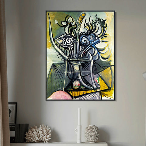 INVIN ART Framed Canvas Giclee Print Art 1969 Vase de fleurs sur une table 1 by Pablo Picasso Wall Art Living Room Home Office Decorations