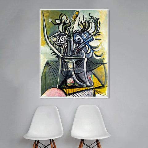 INVIN ART Framed Canvas Giclee Print Art 1969 Vase de fleurs sur une table 1 by Pablo Picasso Wall Art Living Room Home Office Decorations