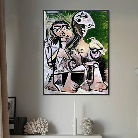 INVIN ART Framed Canvas Giclee Print Art 1970 Couple _l'oiseau 2 by Pablo Picasso Wall Art Living Room Home Office Decorations