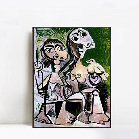 INVIN ART Framed Canvas Giclee Print Art 1970 Couple _l'oiseau 2 by Pablo Picasso Wall Art Living Room Home Office Decorations