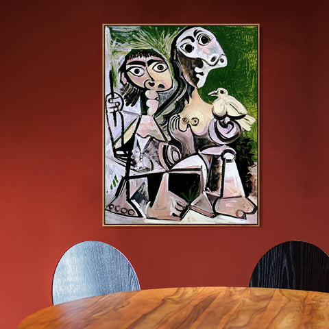 INVIN ART Framed Canvas Giclee Print Art 1970 Couple _l'oiseau 2 by Pablo Picasso Wall Art Living Room Home Office Decorations