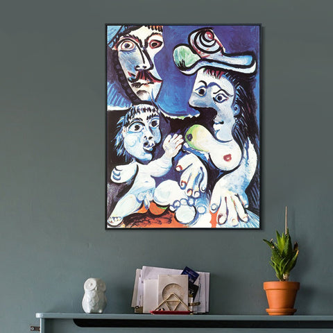 INVIN ART Framed Canvas Giclee Print Art 1970 Homme, femme et enfant by Pablo Picasso Wall Art Living Room Home Office Decorations
