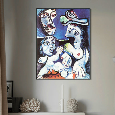 INVIN ART Framed Canvas Giclee Print Art 1970 Homme, femme et enfant by Pablo Picasso Wall Art Living Room Home Office Decorations