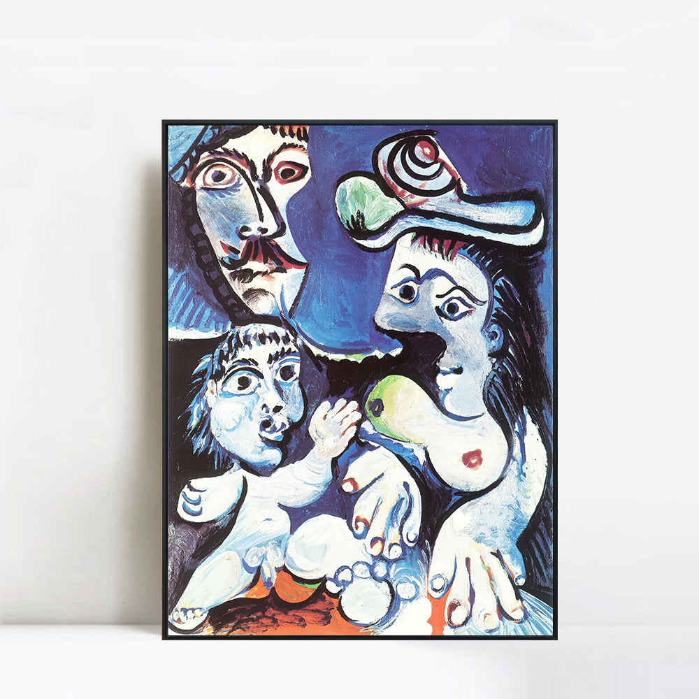 INVIN ART Framed Canvas Giclee Print Art 1970 Homme, femme et enfant by Pablo Picasso Wall Art Living Room Home Office Decorations