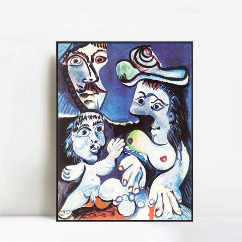 INVIN ART Framed Canvas Giclee Print Art 1970 Homme, femme et enfant by Pablo Picasso Wall Art Living Room Home Office Decorations