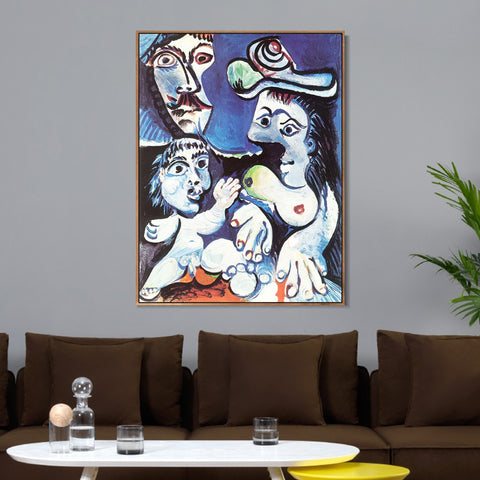 INVIN ART Framed Canvas Giclee Print Art 1970 Homme, femme et enfant by Pablo Picasso Wall Art Living Room Home Office Decorations