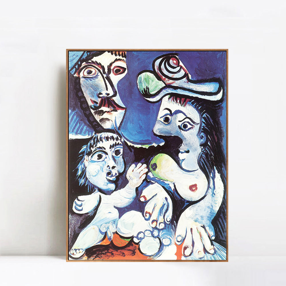 INVIN ART Framed Canvas Giclee Print Art 1970 Homme, femme et enfant by Pablo Picasso Wall Art Living Room Home Office Decorations