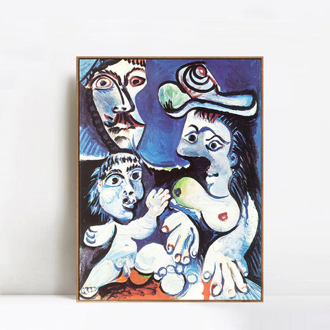 INVIN ART Framed Canvas Giclee Print Art 1970 Homme, femme et enfant by Pablo Picasso Wall Art Living Room Home Office Decorations