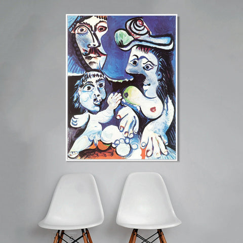 INVIN ART Framed Canvas Giclee Print Art 1970 Homme, femme et enfant by Pablo Picasso Wall Art Living Room Home Office Decorations