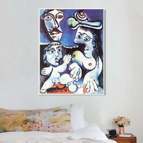 INVIN ART Framed Canvas Giclee Print Art 1970 Homme, femme et enfant by Pablo Picasso Wall Art Living Room Home Office Decorations