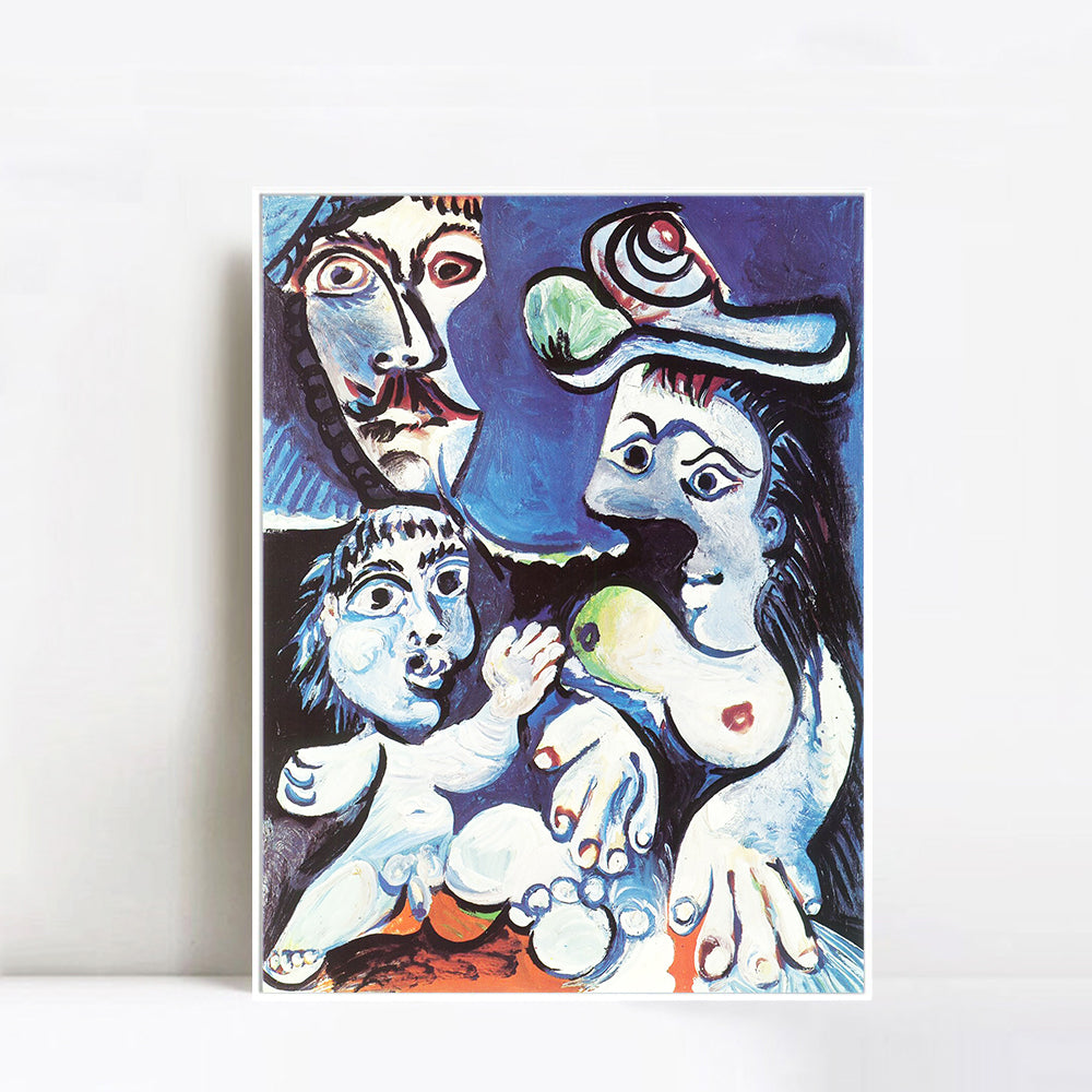 INVIN ART Framed Canvas Giclee Print Art 1970 Homme, femme et enfant by Pablo Picasso Wall Art Living Room Home Office Decorations