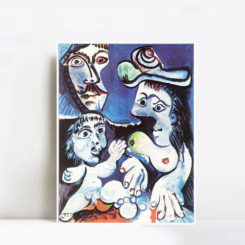 INVIN ART Framed Canvas Giclee Print Art 1970 Homme, femme et enfant by Pablo Picasso Wall Art Living Room Home Office Decorations