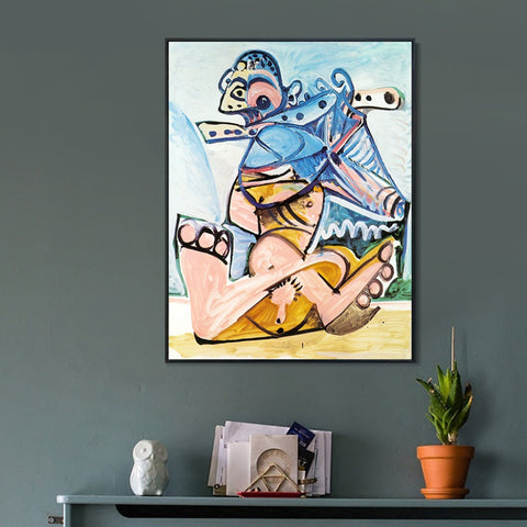 INVIN ART Framed Canvas Giclee Print Art 1971 Homme assis jouant de la flute by Pablo Picasso Wall Art Living Room Home Office Decorations