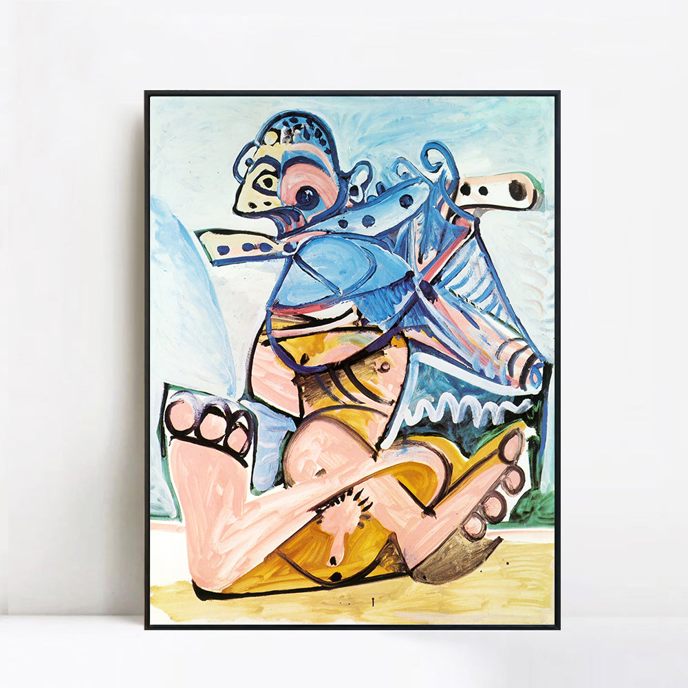 INVIN ART Framed Canvas Giclee Print Art 1971 Homme assis jouant de la flute by Pablo Picasso Wall Art Living Room Home Office Decorations