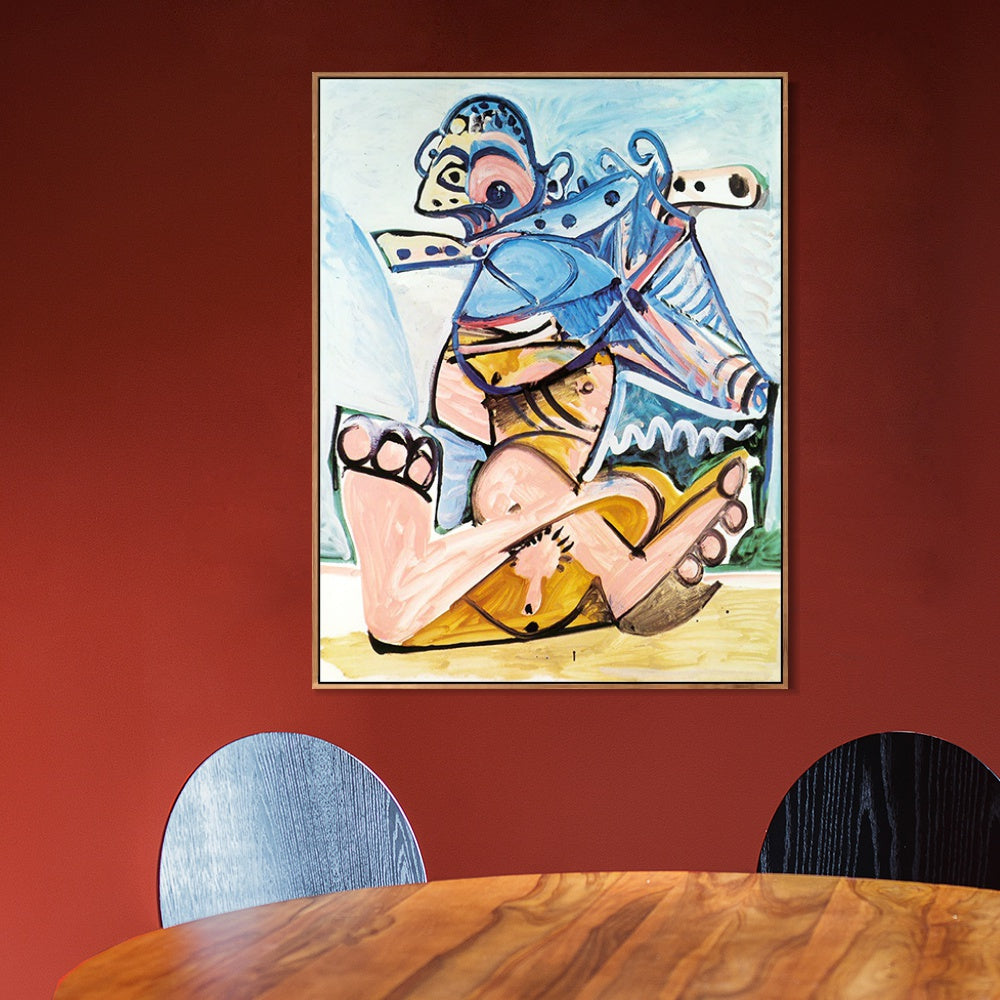 INVIN ART Framed Canvas Giclee Print Art 1971 Homme assis jouant de la flute by Pablo Picasso Wall Art Living Room Home Office Decorations