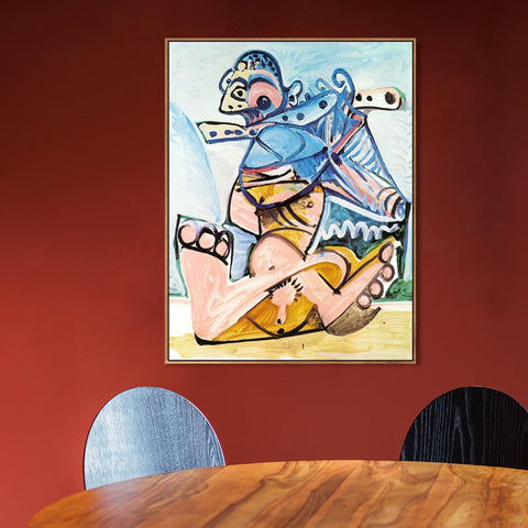 INVIN ART Framed Canvas Giclee Print Art 1971 Homme assis jouant de la flute by Pablo Picasso Wall Art Living Room Home Office Decorations