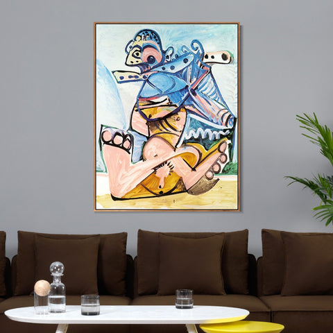 INVIN ART Framed Canvas Giclee Print Art 1971 Homme assis jouant de la flute by Pablo Picasso Wall Art Living Room Home Office Decorations