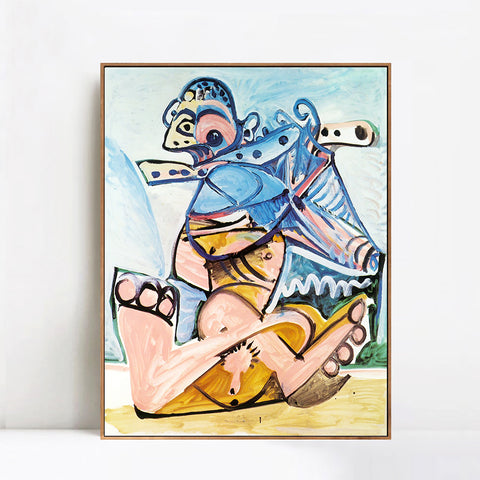 INVIN ART Framed Canvas Giclee Print Art 1971 Homme assis jouant de la flute by Pablo Picasso Wall Art Living Room Home Office Decorations