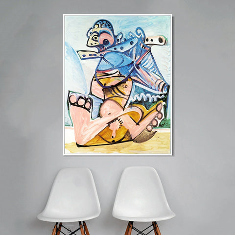 INVIN ART Framed Canvas Giclee Print Art 1971 Homme assis jouant de la flute by Pablo Picasso Wall Art Living Room Home Office Decorations