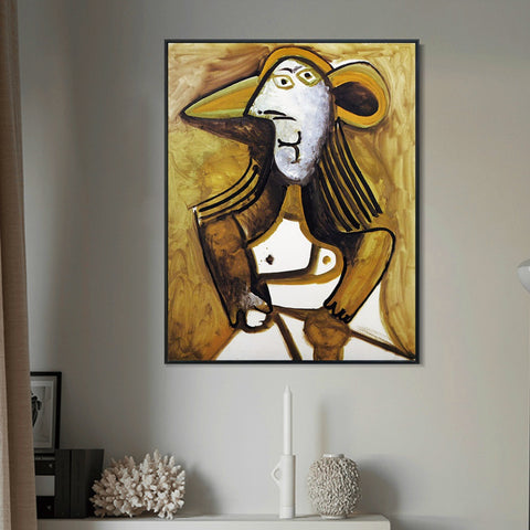 INVIN ART Framed Canvas Giclee Print Art 1971 Femme au chapeau by Pablo Picasso Wall Art Living Room Home Office Decorations