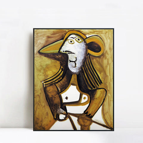 INVIN ART Framed Canvas Giclee Print Art 1971 Femme au chapeau by Pablo Picasso Wall Art Living Room Home Office Decorations