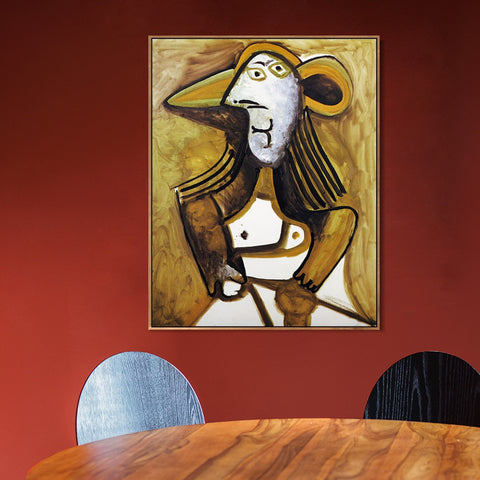 INVIN ART Framed Canvas Giclee Print Art 1971 Femme au chapeau by Pablo Picasso Wall Art Living Room Home Office Decorations