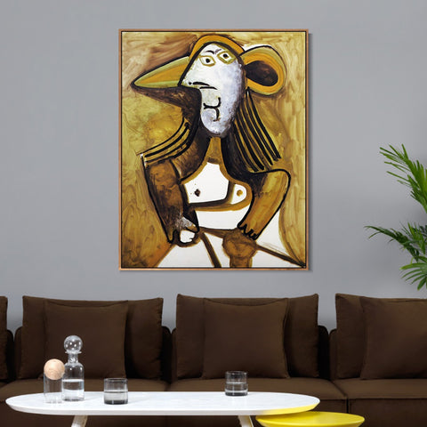 INVIN ART Framed Canvas Giclee Print Art 1971 Femme au chapeau by Pablo Picasso Wall Art Living Room Home Office Decorations