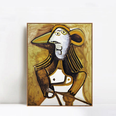 INVIN ART Framed Canvas Giclee Print Art 1971 Femme au chapeau by Pablo Picasso Wall Art Living Room Home Office Decorations