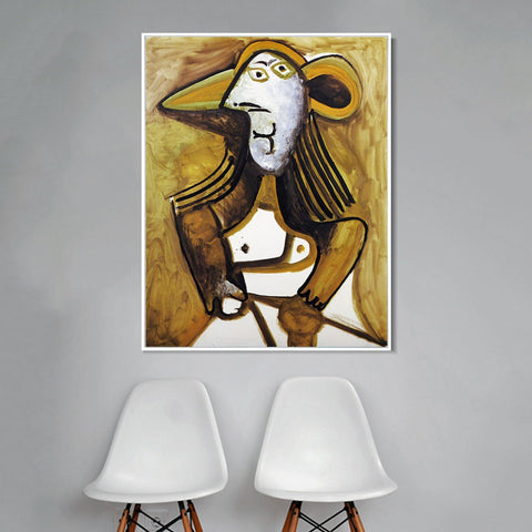 INVIN ART Framed Canvas Giclee Print Art 1971 Femme au chapeau by Pablo Picasso Wall Art Living Room Home Office Decorations