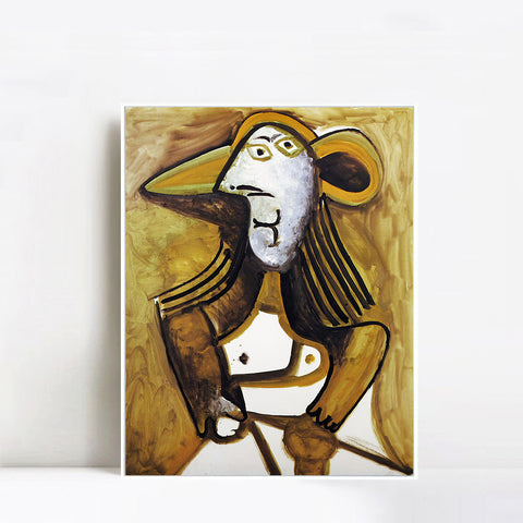 INVIN ART Framed Canvas Giclee Print Art 1971 Femme au chapeau by Pablo Picasso Wall Art Living Room Home Office Decorations