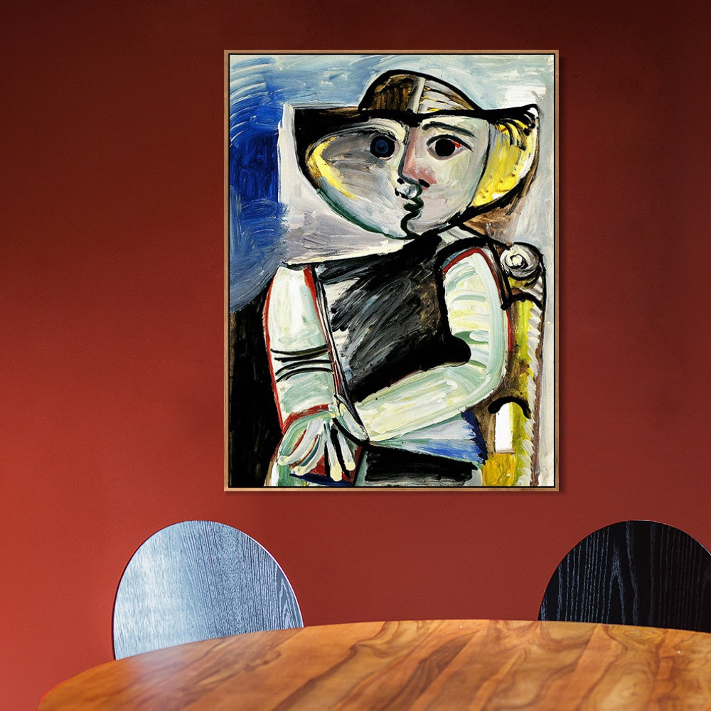INVIN ART Framed Canvas Giclee Print Art 1971 Personnage [Femme assise] by Pablo Picasso Wall Art Living Room Home Office Decorations