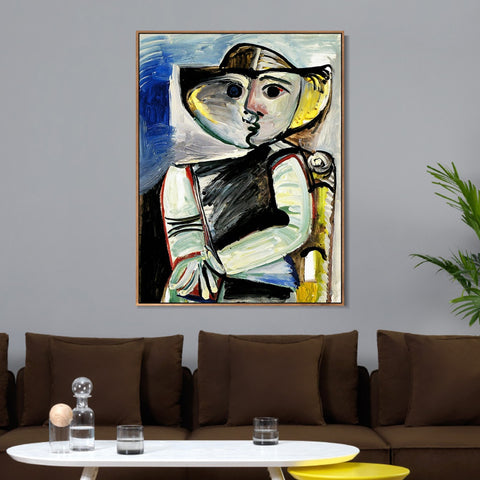 INVIN ART Framed Canvas Giclee Print Art 1971 Personnage [Femme assise] by Pablo Picasso Wall Art Living Room Home Office Decorations