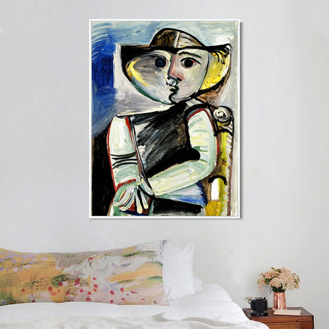 INVIN ART Framed Canvas Giclee Print Art 1971 Personnage [Femme assise] by Pablo Picasso Wall Art Living Room Home Office Decorations