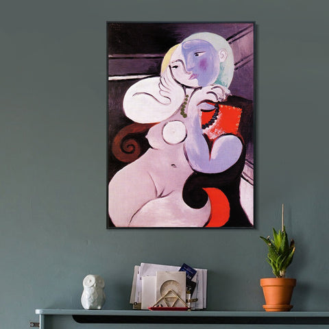 INVIN ART Framed Canvas Giclee Print Art Nude girl with necklace by Pablo Picasso Wall Art Living Room Home Office Decorations