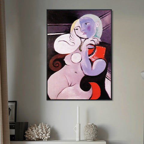 INVIN ART Framed Canvas Giclee Print Art Nude girl with necklace by Pablo Picasso Wall Art Living Room Home Office Decorations