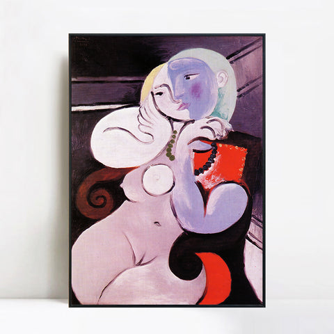 INVIN ART Framed Canvas Giclee Print Art Nude girl with necklace by Pablo Picasso Wall Art Living Room Home Office Decorations