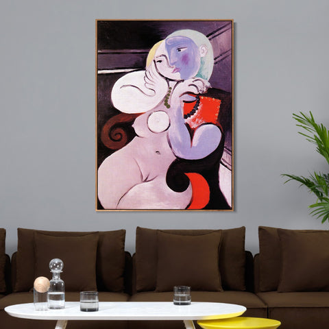 INVIN ART Framed Canvas Giclee Print Art Nude girl with necklace by Pablo Picasso Wall Art Living Room Home Office Decorations