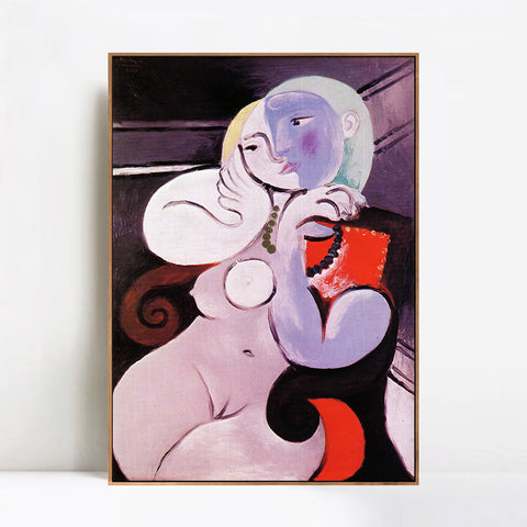 INVIN ART Framed Canvas Giclee Print Art Nude girl with necklace by Pablo Picasso Wall Art Living Room Home Office Decorations