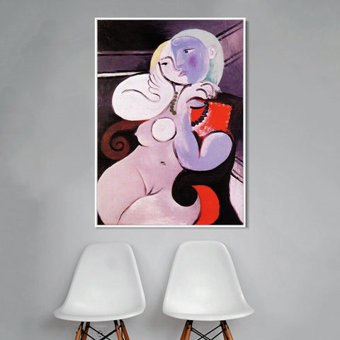 INVIN ART Framed Canvas Giclee Print Art Nude girl with necklace by Pablo Picasso Wall Art Living Room Home Office Decorations