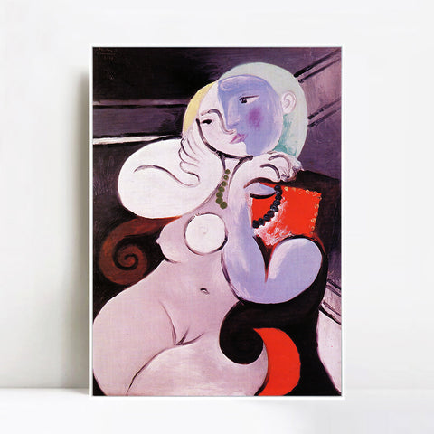 INVIN ART Framed Canvas Giclee Print Art Nude girl with necklace by Pablo Picasso Wall Art Living Room Home Office Decorations