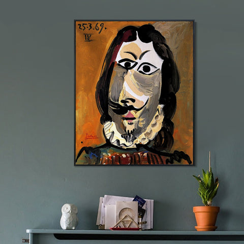 INVIN ART Framed Canvas Giclee Print Art 1969 Tete d'homme 9 by Pablo Picasso Wall Art Living Room Home Office Decorations